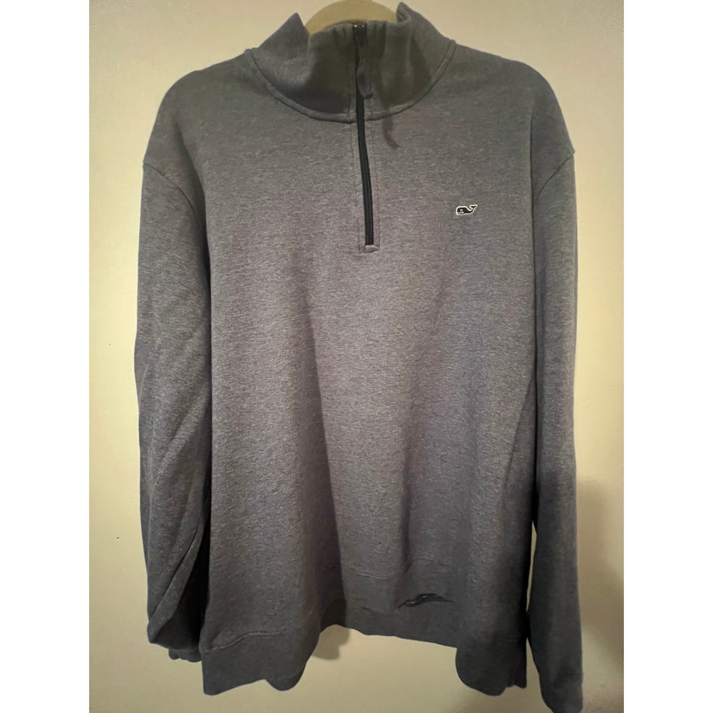 Vineyard Vines XXL Quarter Zip Pullover Gray Mens Whale Logo